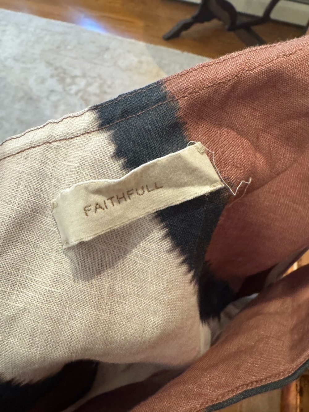 Faithfull the Brand Brown, Black & Cream One-Shoulder Mini Dress - Picture 3 of 3